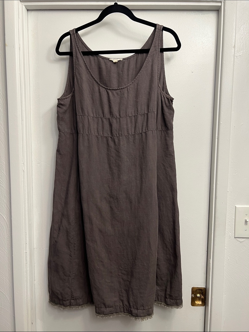 Eileen Fisher 100% Organic Linen Tank Style Midi Dress with Pockets Size Large